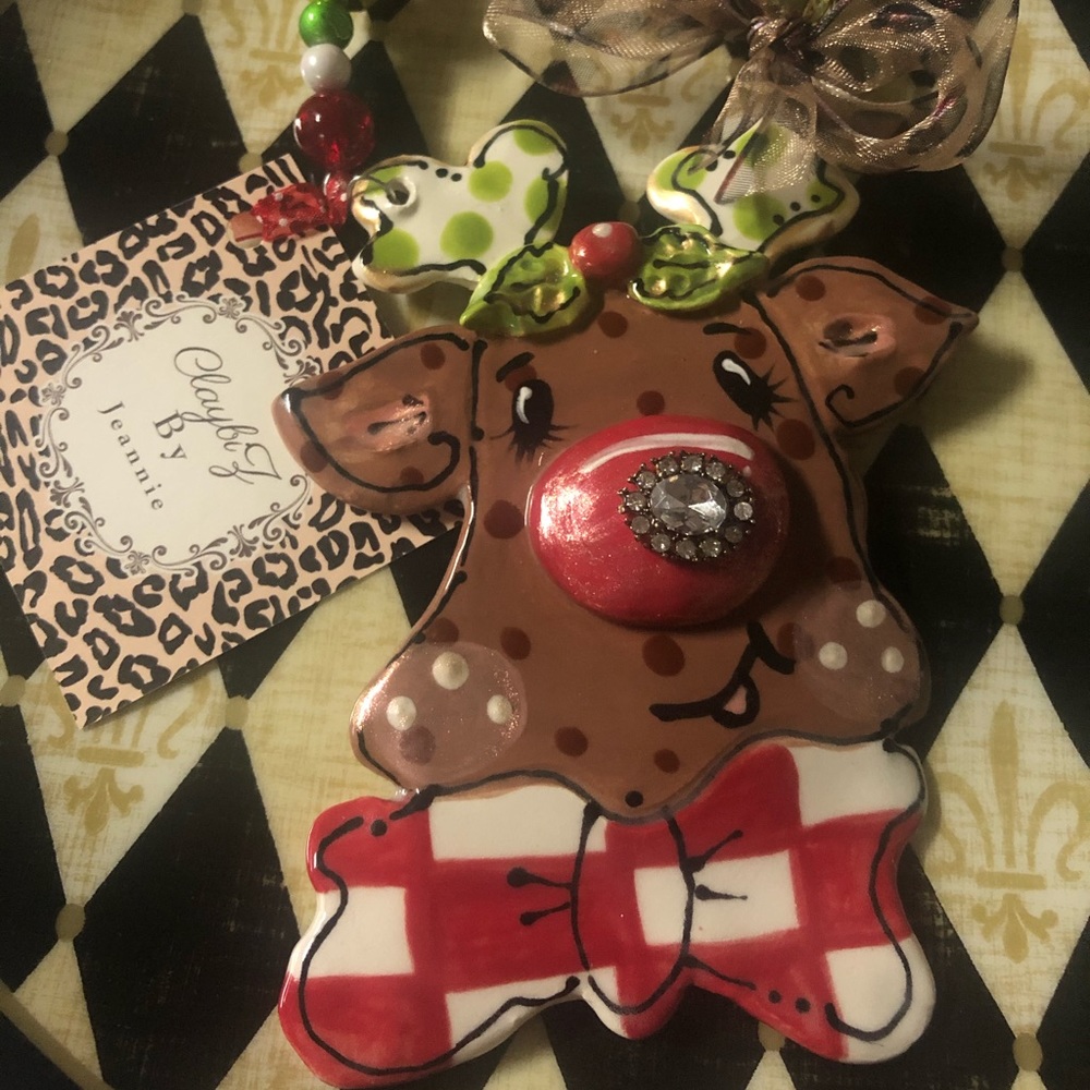 Whimsical ClayArt “Rudy” Ornament!